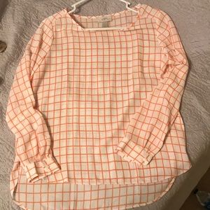NWOT - Loft long sleeve white and peach blouse